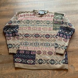 Women's Los Questa Whipp Tradition Vintage Crew Sweater Fair Isle  Sz S
